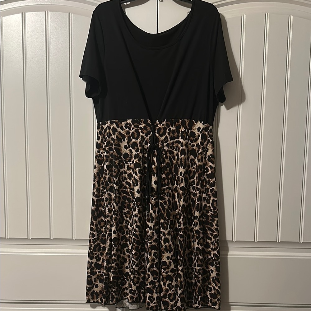 Black and Leopard Print Dress